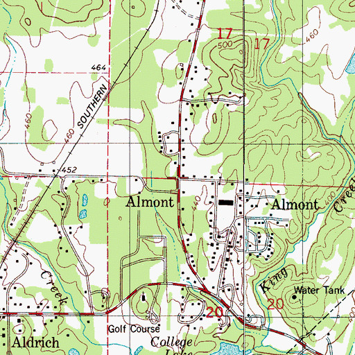 Topographic Map of Almont, AL