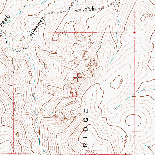 Topographic Map of Runaway Hill, OR