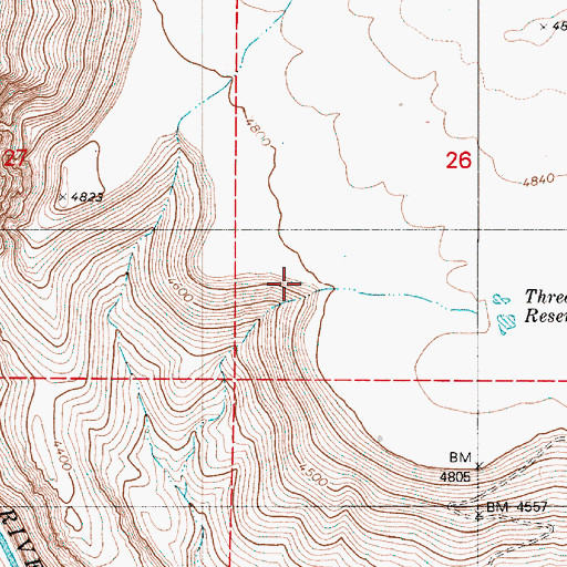 Topographic Map of Three Forks Rim, OR