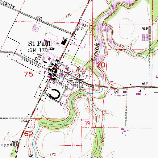 Topographic Map of Saint Paul Cemetery, OR
