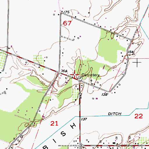 Topographic Map of Skunkville Cemetery, OR