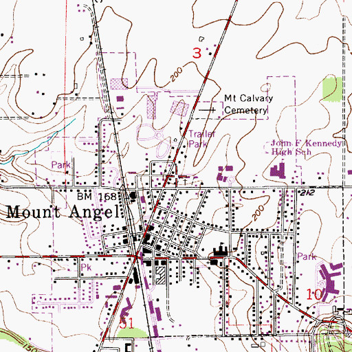 Topographic Map of Mount Angel Pioneer Cemetery, OR