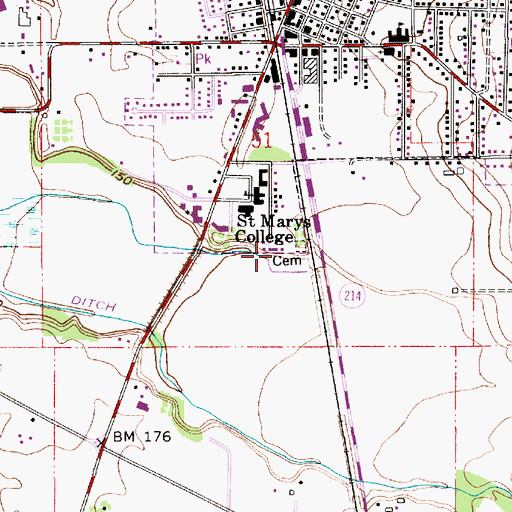 Topographic Map of Saint Mary Cemetery, OR