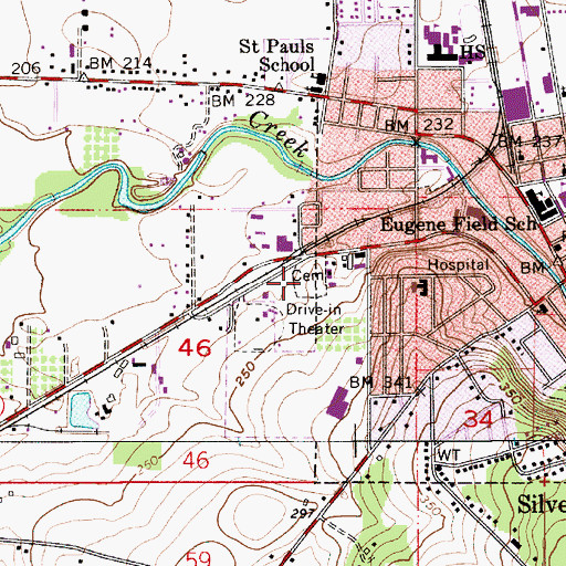 Topographic Map of Silverton Cemetery, OR