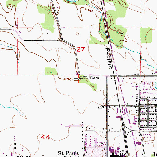 Topographic Map of Saint Paul Catholic Cemetery, OR