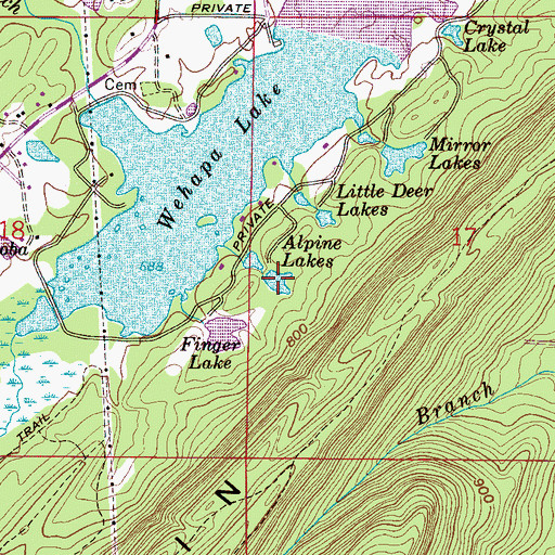 Topographic Map of Alpines Lakes, AL