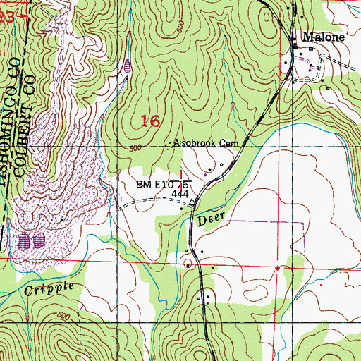 Topographic Map of Alsobrook Cemetery, AL