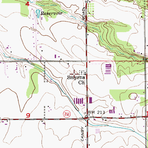 Topographic Map of Smyrna Cemetery, OR