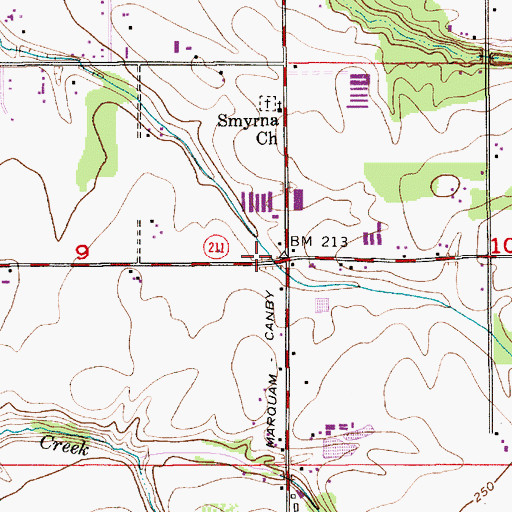 Topographic Map of Hamricks Corner, OR