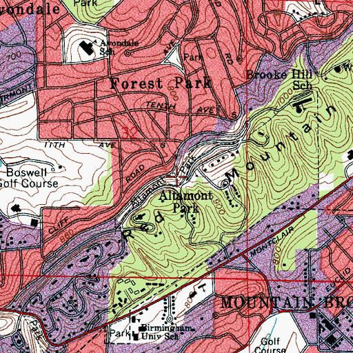 Topographic Map of Altamont Park, AL