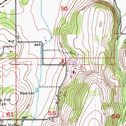 Topographic Map of Loes Reservoirs, OR