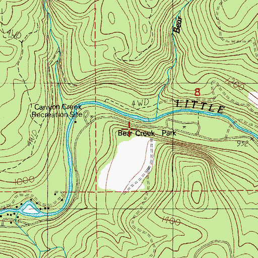 Topographic Map of Bear Creek, OR