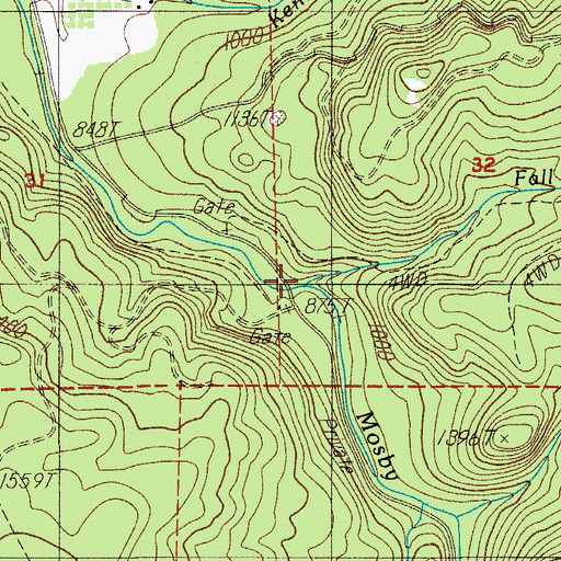 Topographic Map of Fall Creek, OR