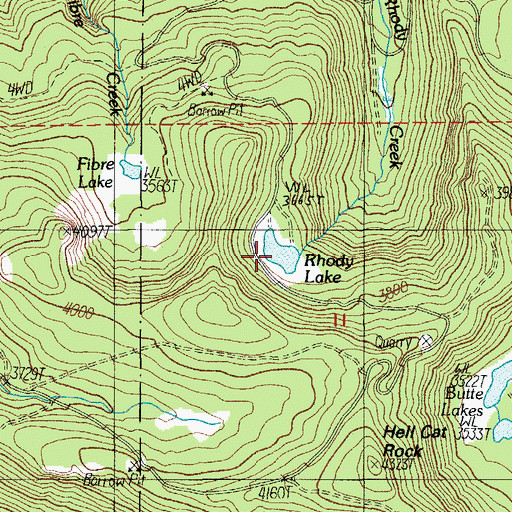 Topographic Map of Rhody Lake, OR