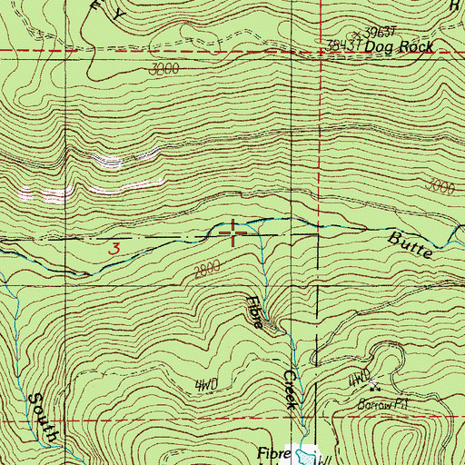 Topographic Map of Fibre Creek, OR