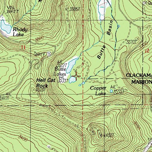 Topographic Map of Copper Lake, OR