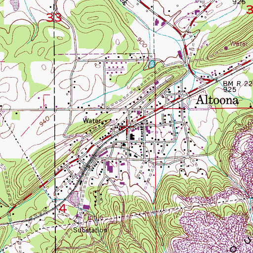 Topographic Map of Altoona, AL