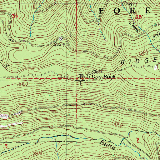 Topographic Map of Dog Rock, OR