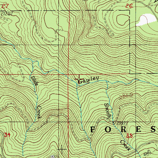 Topographic Map of Trestle Creek, OR
