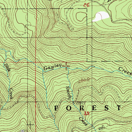 Topographic Map of Shoofly Creek, OR