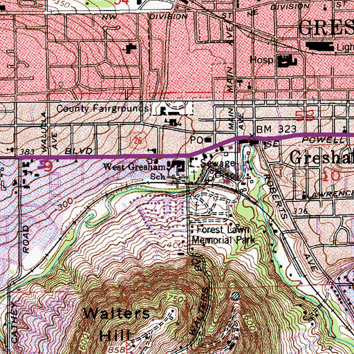 Topographic Map of Escobar Cemetery, OR