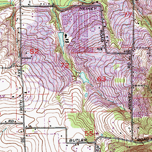 Topographic Map of Butler Creek Reservoir, OR