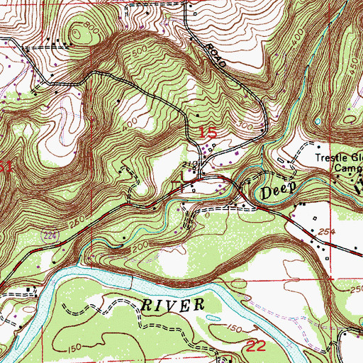 Topographic Map of Burghardts Mill, OR