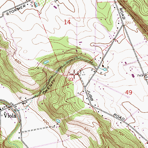 Topographic Map of Viola Cemetery, OR