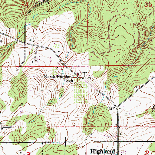 Topographic Map of Fellows Cemetery, OR