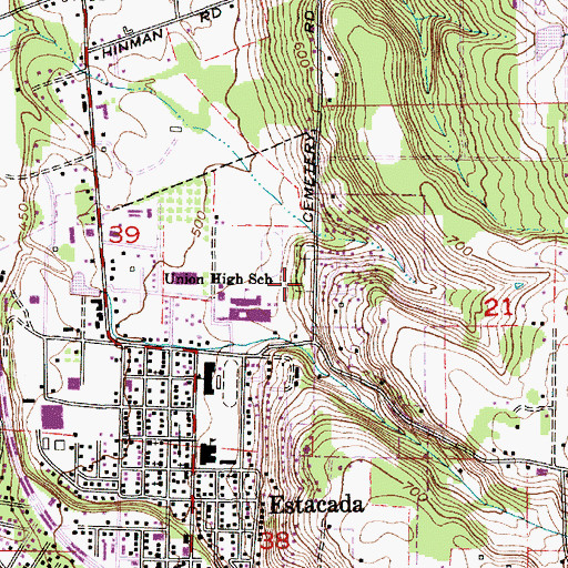 Topographic Map of Independent Order of Odd Fellows Cemetery, OR