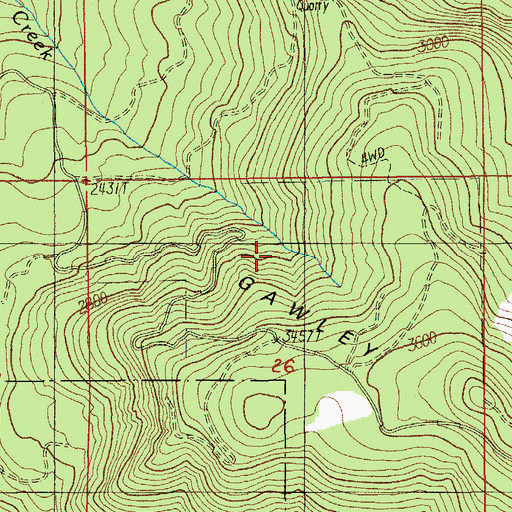 Topographic Map of Gawley Meadow, OR