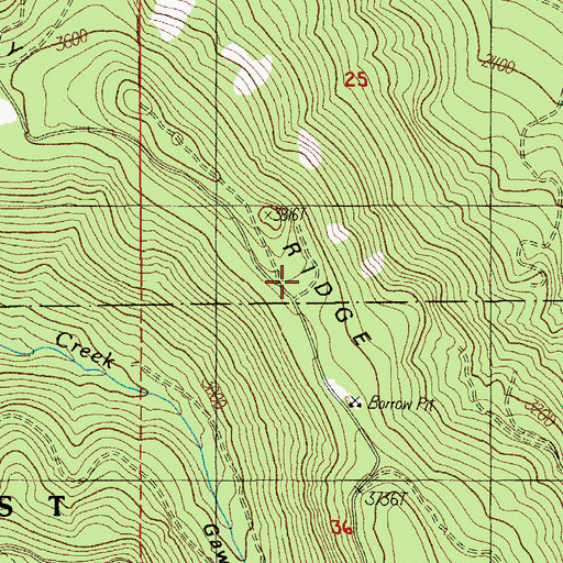 Topographic Map of North Gawley Ridge, OR