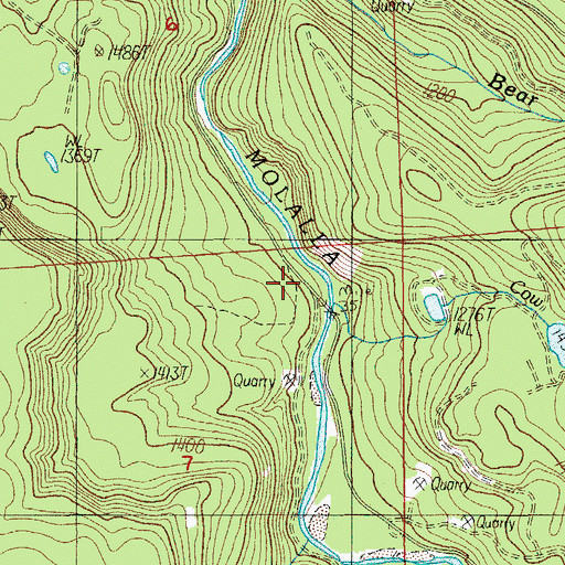 Topographic Map of Cow Creek, OR