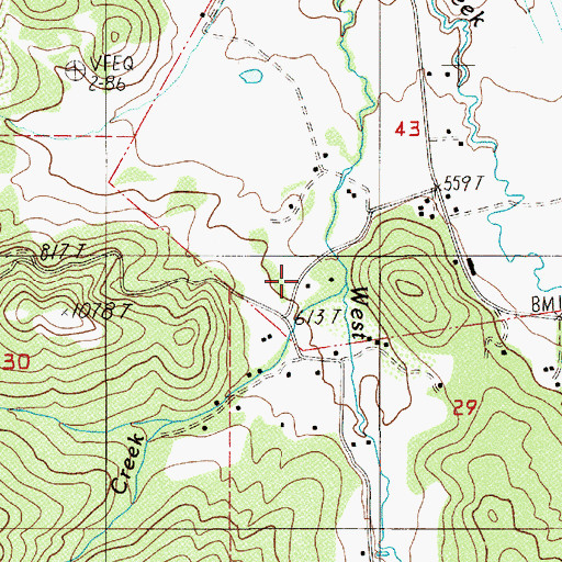 Topographic Map of Bickmore Creek, OR