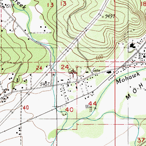 Topographic Map of Marcola Cemetery, OR