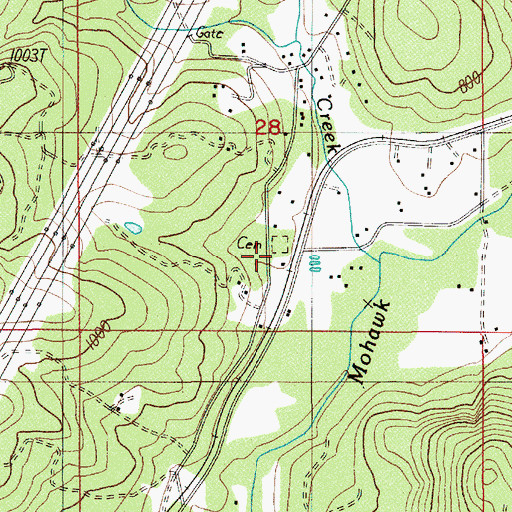 Topographic Map of Upper Mabel Cemetery, OR