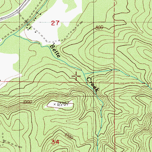 Topographic Map of Ethel Creek, OR