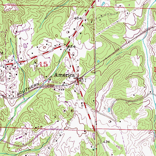 Topographic Map of America, AL