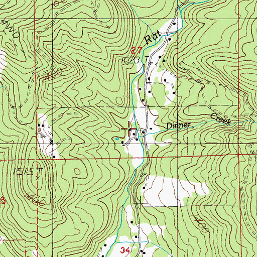 Topographic Map of Dinner Creek, OR