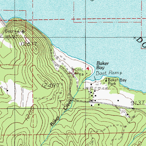 Topographic Map of Baker Bay, OR