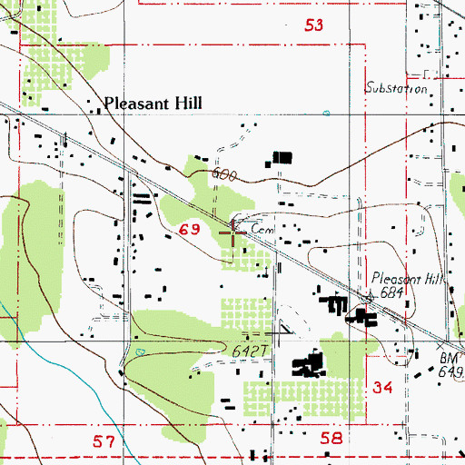 Topographic Map of Pleasant Hill Cemetery, OR