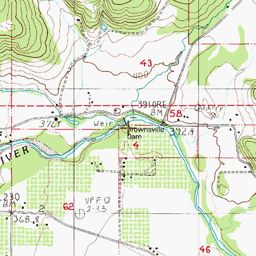 Topographic Map of Brownsville Dam, OR