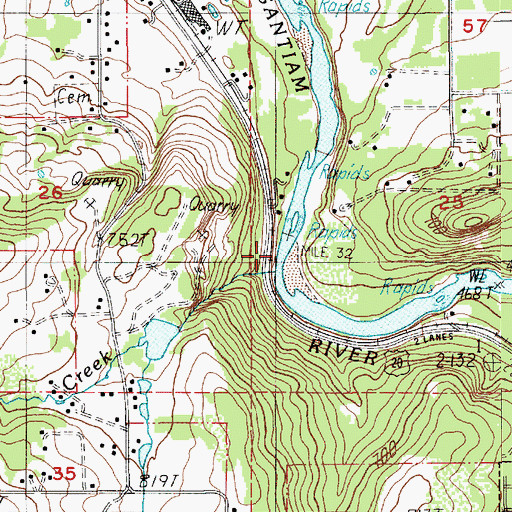 Topographic Map of Roaring Creek, OR