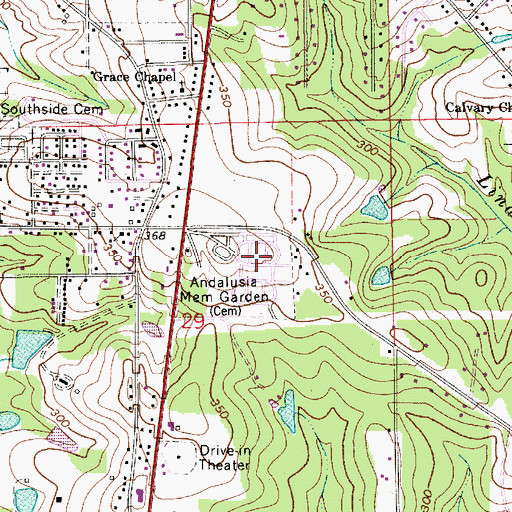 Topographic Map of Andalusia Memorial Garden, AL