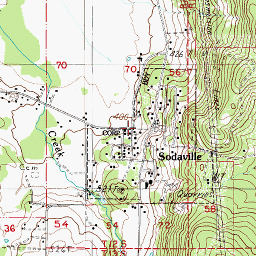 Topographic Map of Sodaville Springs Park, OR