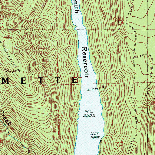 Topographic Map of Smith Reservoir, OR