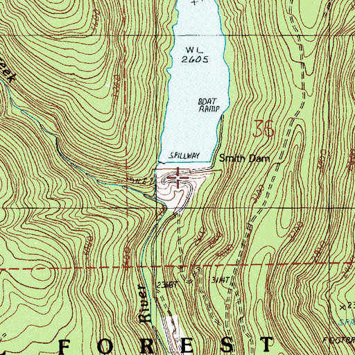 Topographic Map of Smith Dam, OR