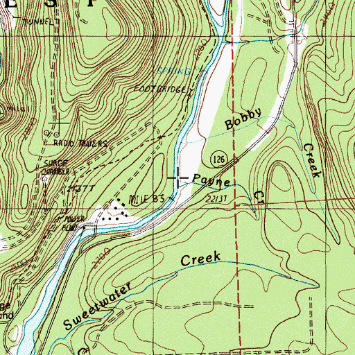 Topographic Map of Bobby Creek, OR