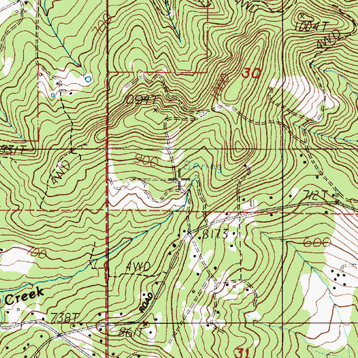 Topographic Map of Barrett Spring, OR