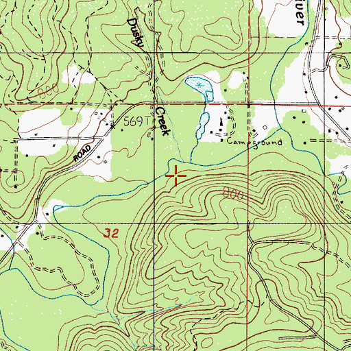 Topographic Map of Dusky Creek, OR